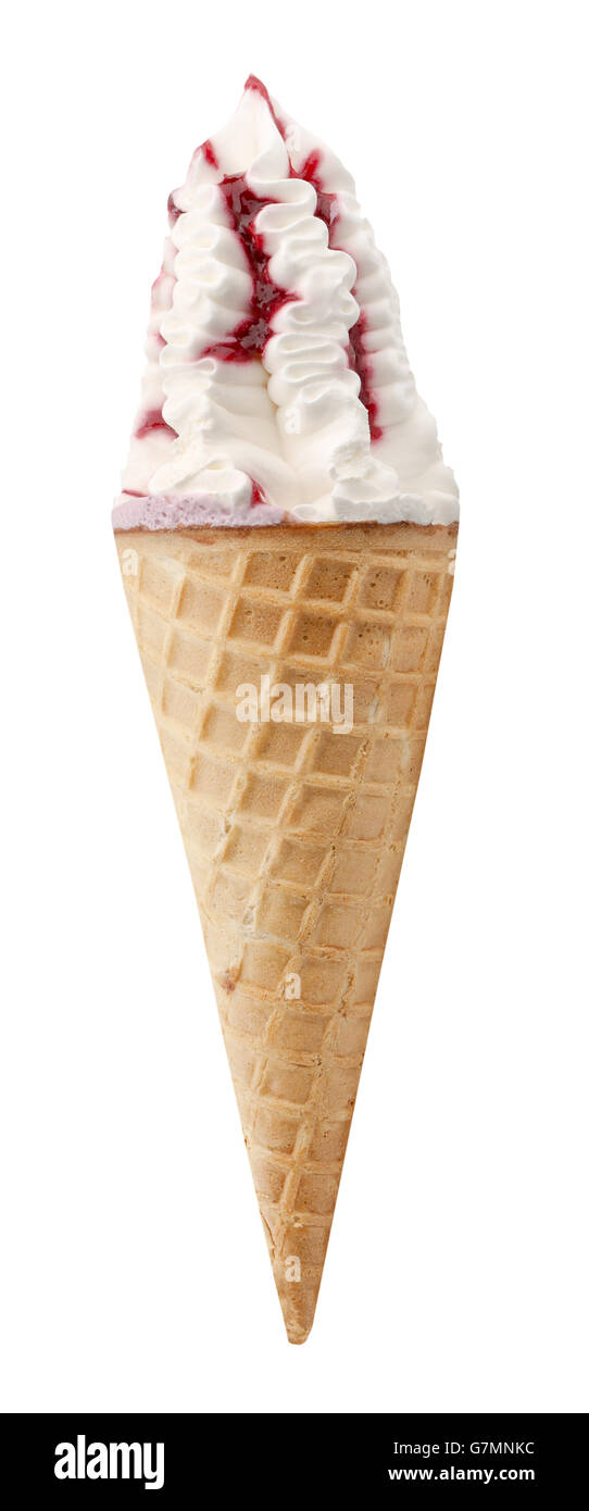 ice cream in waffle cone isolated on the white background. Stock Photo