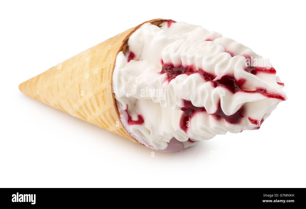 ice cream in waffle cone isolated on the white background. Stock Photo