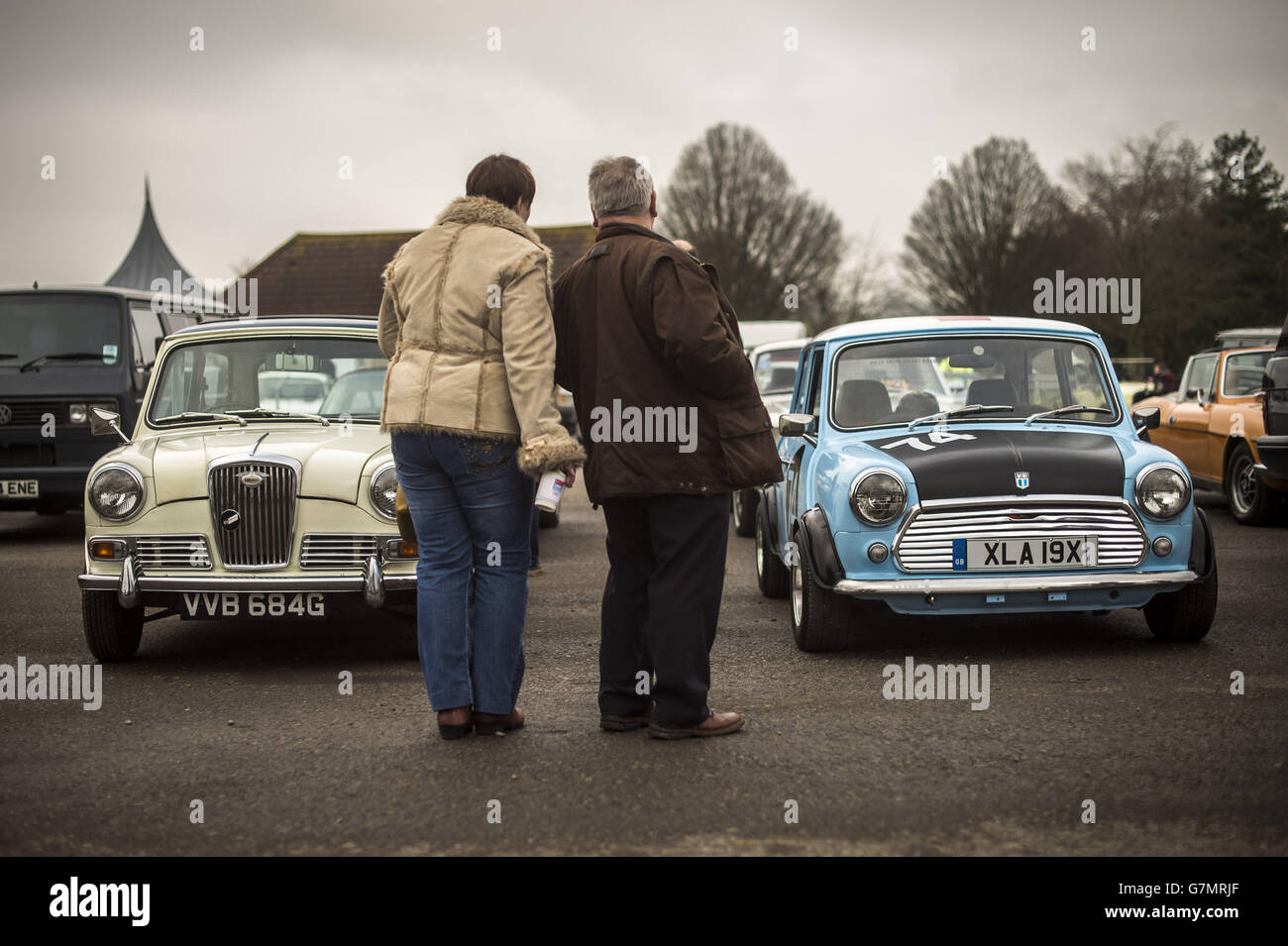 People look at classic cars at the Great Western Autojumble Bath