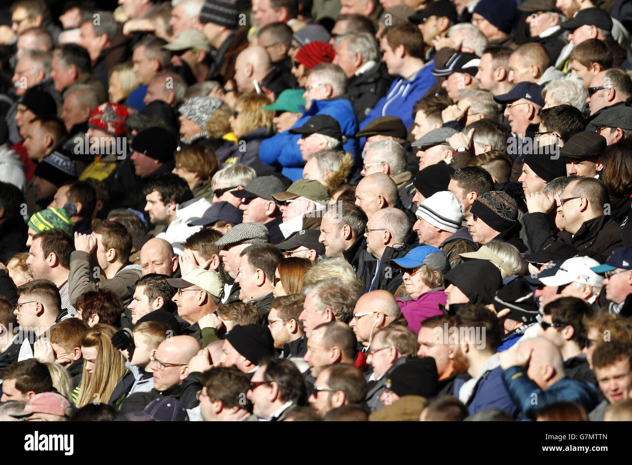 A general view of Newcastle United supporters in the Stands at St James' Park. Stock Photo