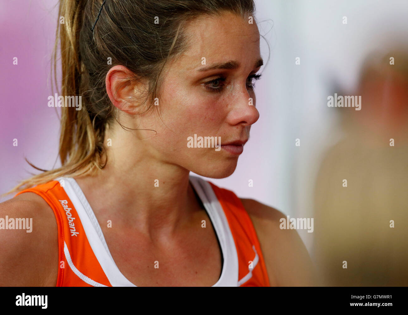 Netherlands' Ellen Hoog looks dejected after losing the 1st-2nd place  playoff match between Netherlands and Argentina on day six of the FIH  Women's Champions Trophy at the Queen Elizabeth Olympic Park, London