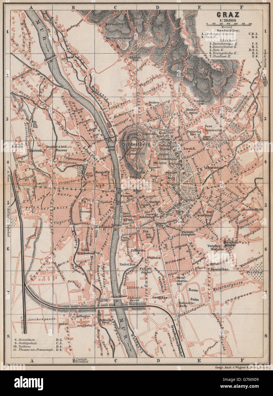 GRAZ (GRATZ) town city plan stadtplan. Austria Österreich karte, 1899 ...