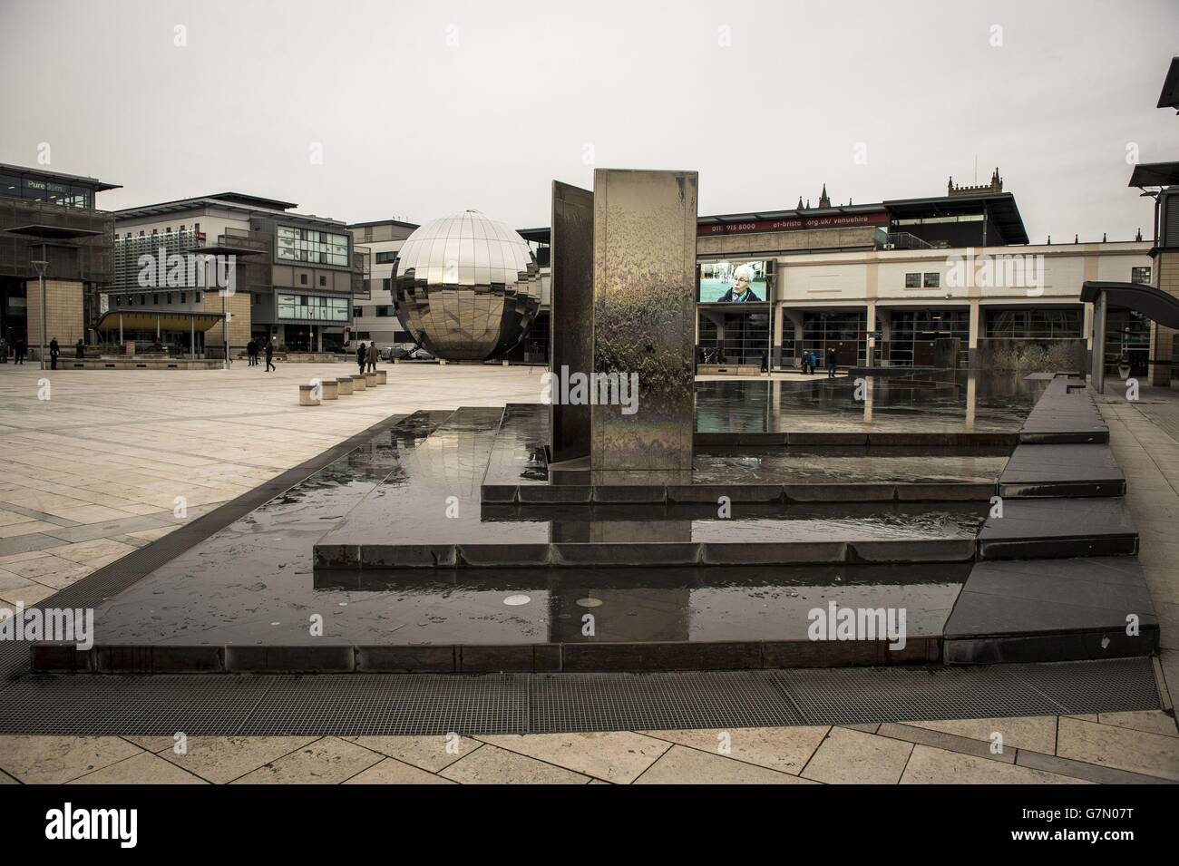 Millennium Square in Bristol, as it is one of the two public spaces to go smokefree as a voluntary pilot is launched. Stock Photo