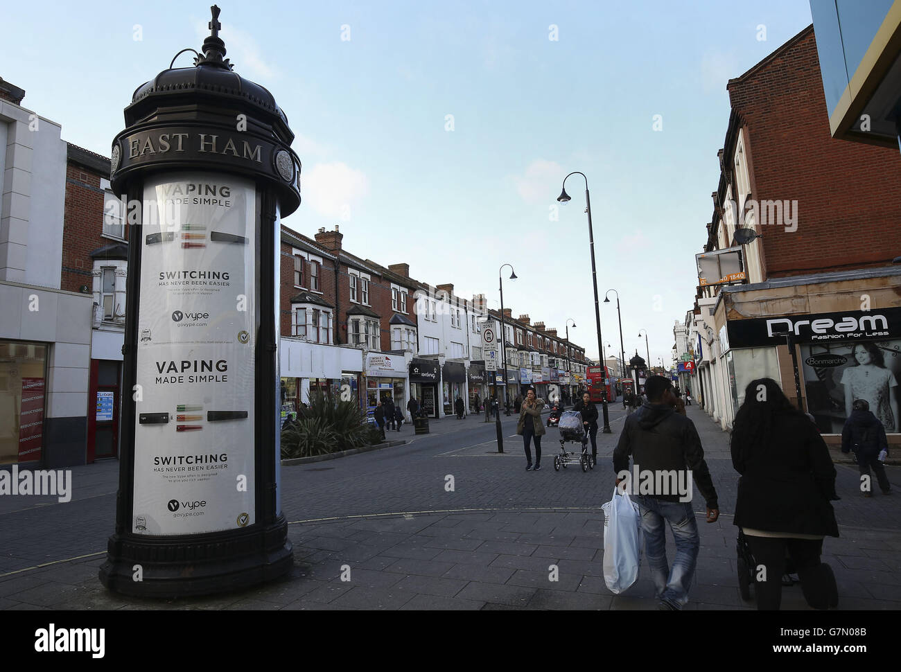 East Ham stock. Shoppers on High Street North in East Ham, London Stock