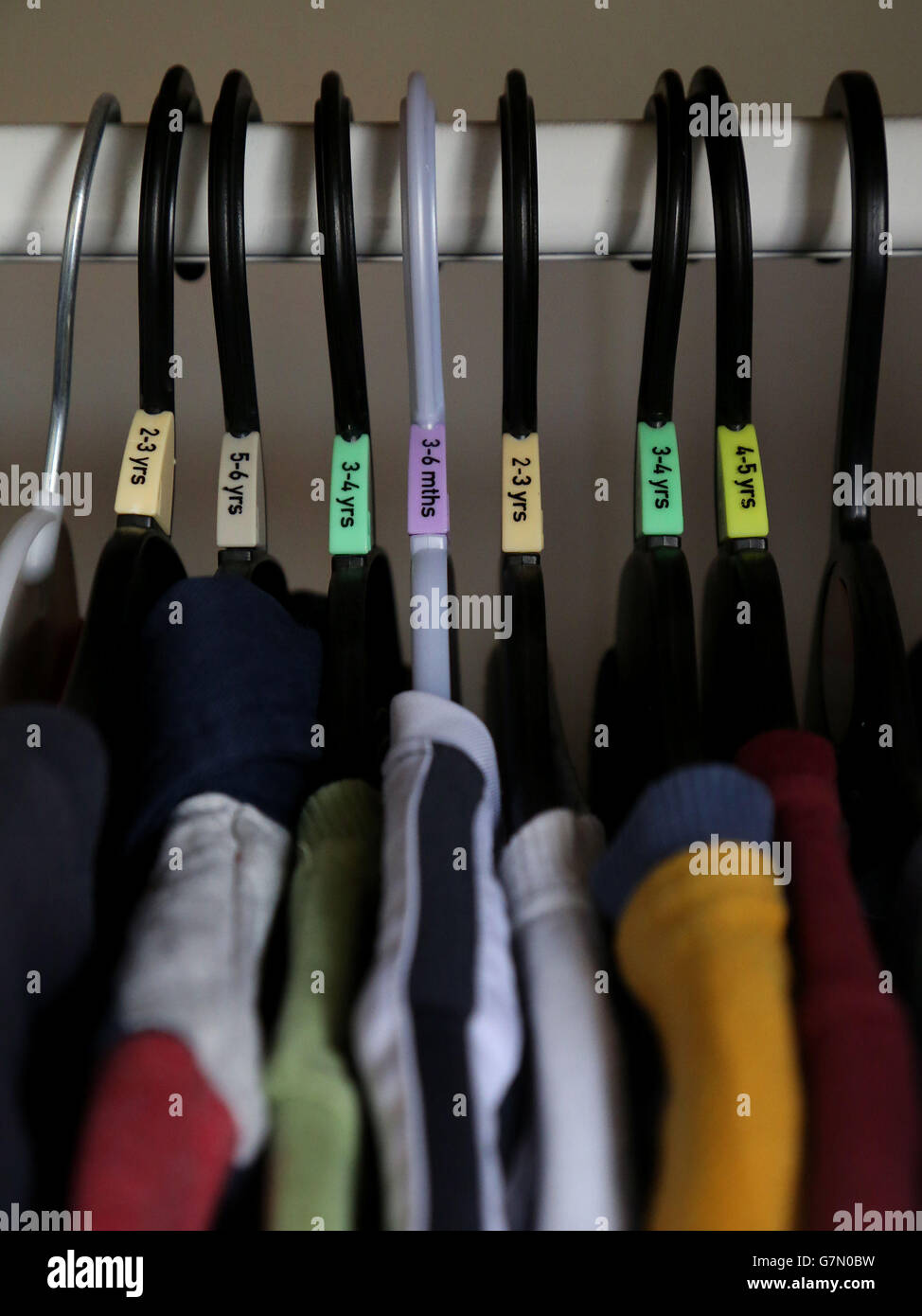 Children's clothes at a home in Kent, as mothers are being asked to