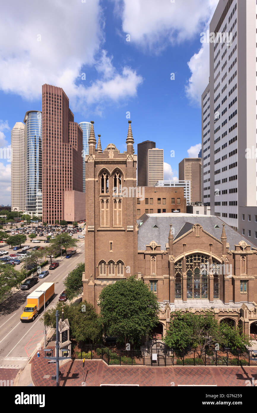 Church in Houston downtown Stock Photo