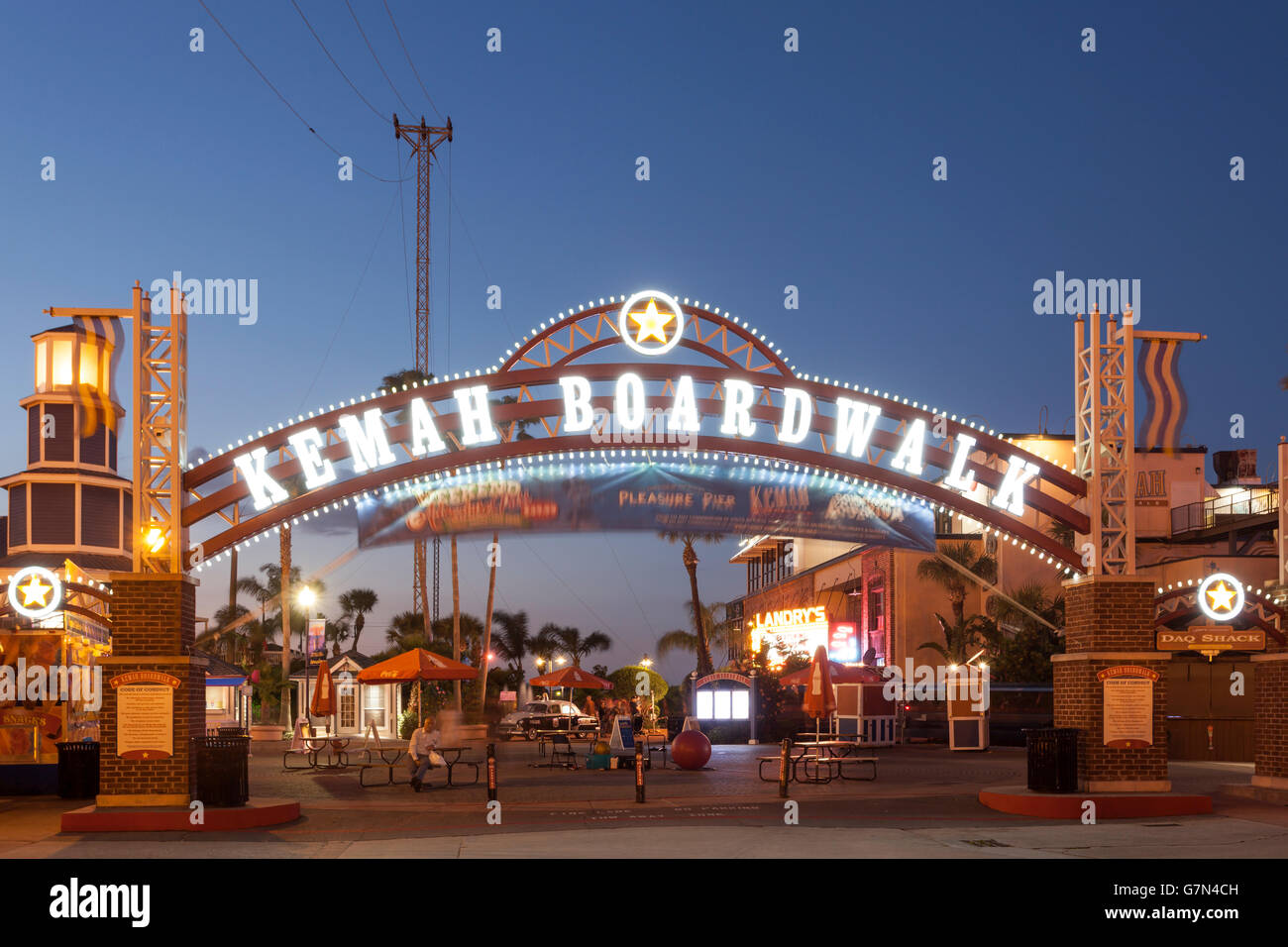 Kemah Boardwalk Entrance at night Stock Photo Alamy