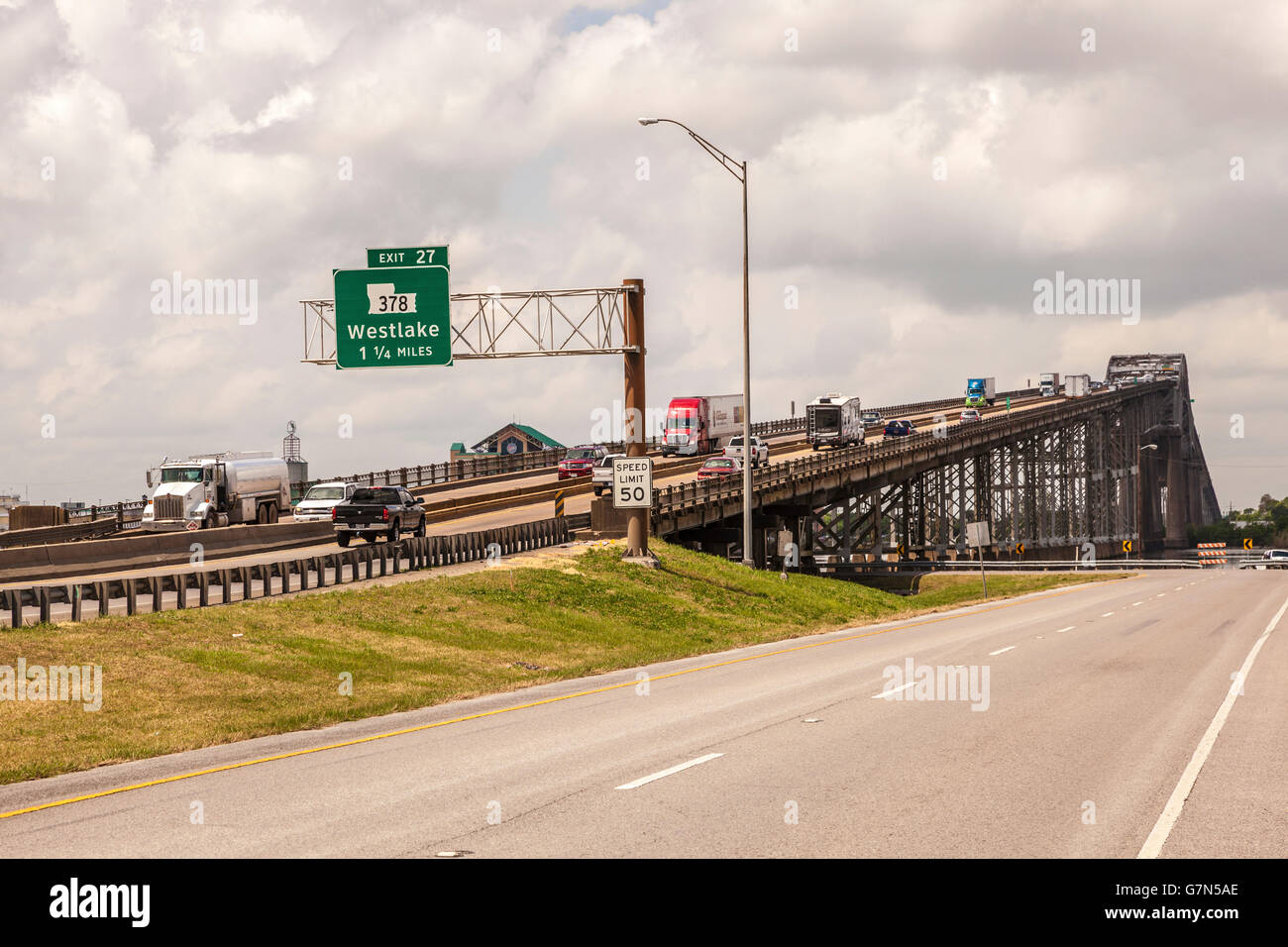 The Calcasieu River Bridge in Westlake, USA Stock Photo Alamy