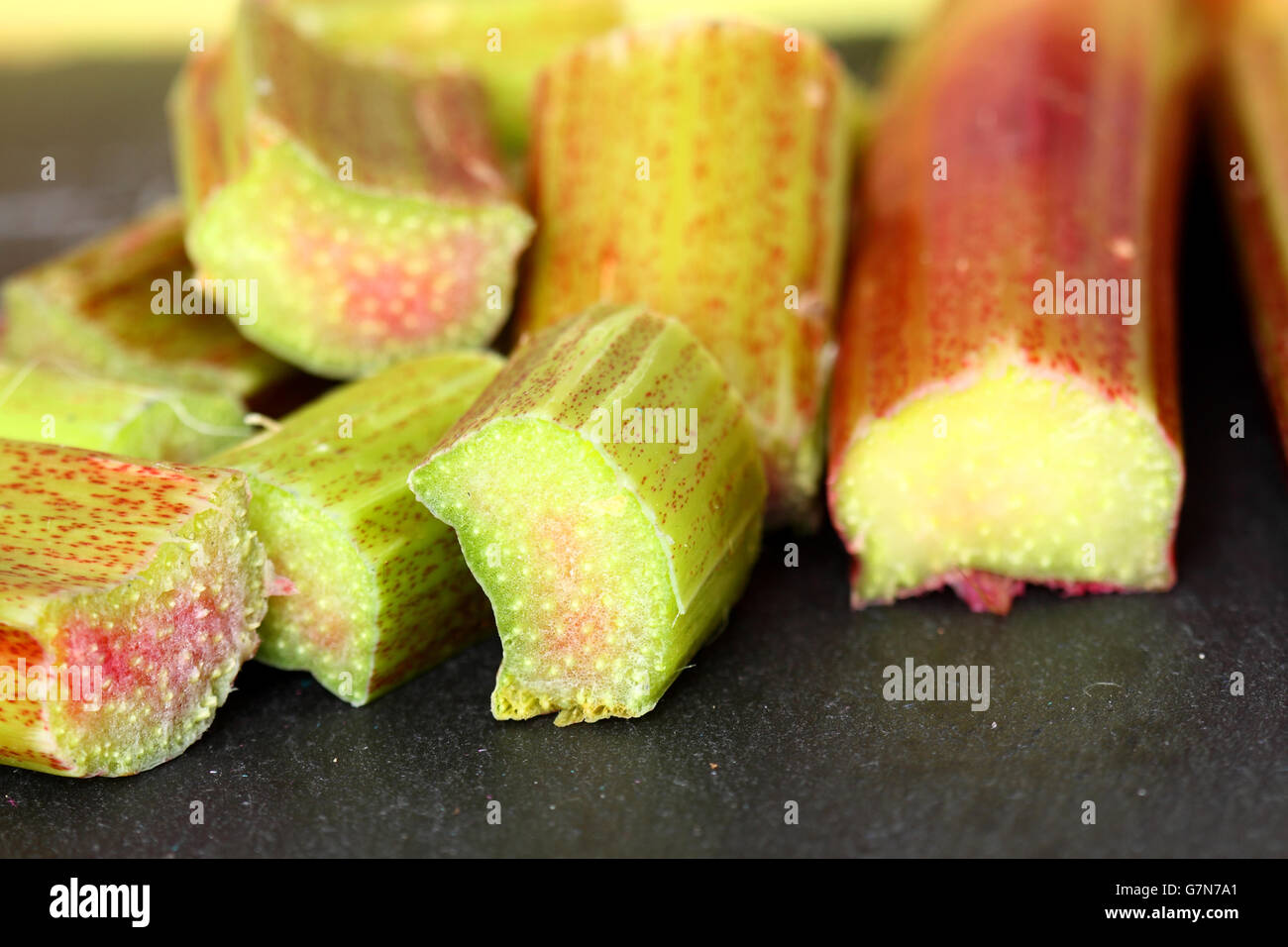 Rhubarb slate Stock Photo