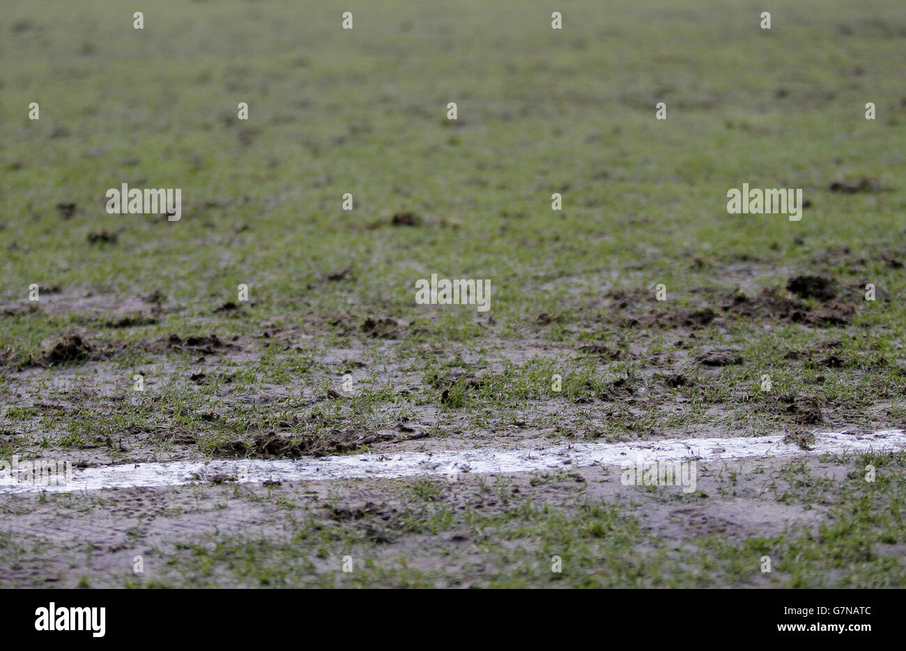 Soccer - FA Cup - Fifth Round - Bradford City v Sunderland - Valley Parade. The muddy touchline at Valley Parade Stock Photo