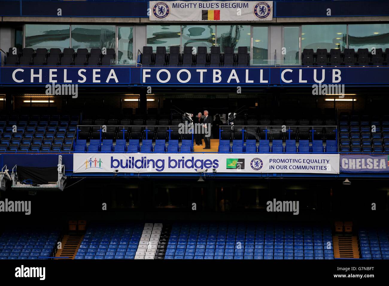 Signage for Chelsea's Building Bridges campaign around the ground ...