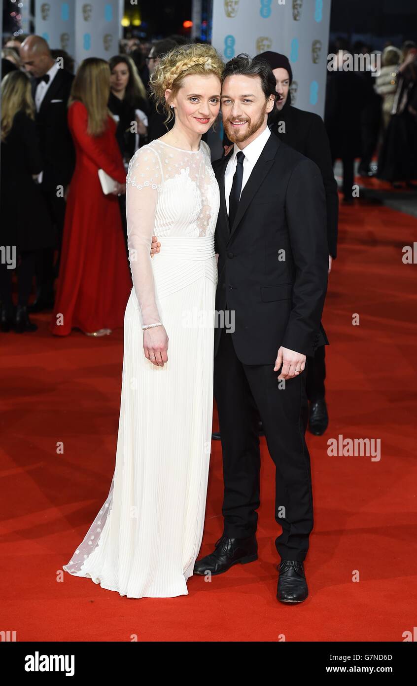 James McAvoy and Anne-Marie Duff arriving at The EE British Academy Film Awards 2015, at the Royal Opera House, Bow Street, London. Stock Photo