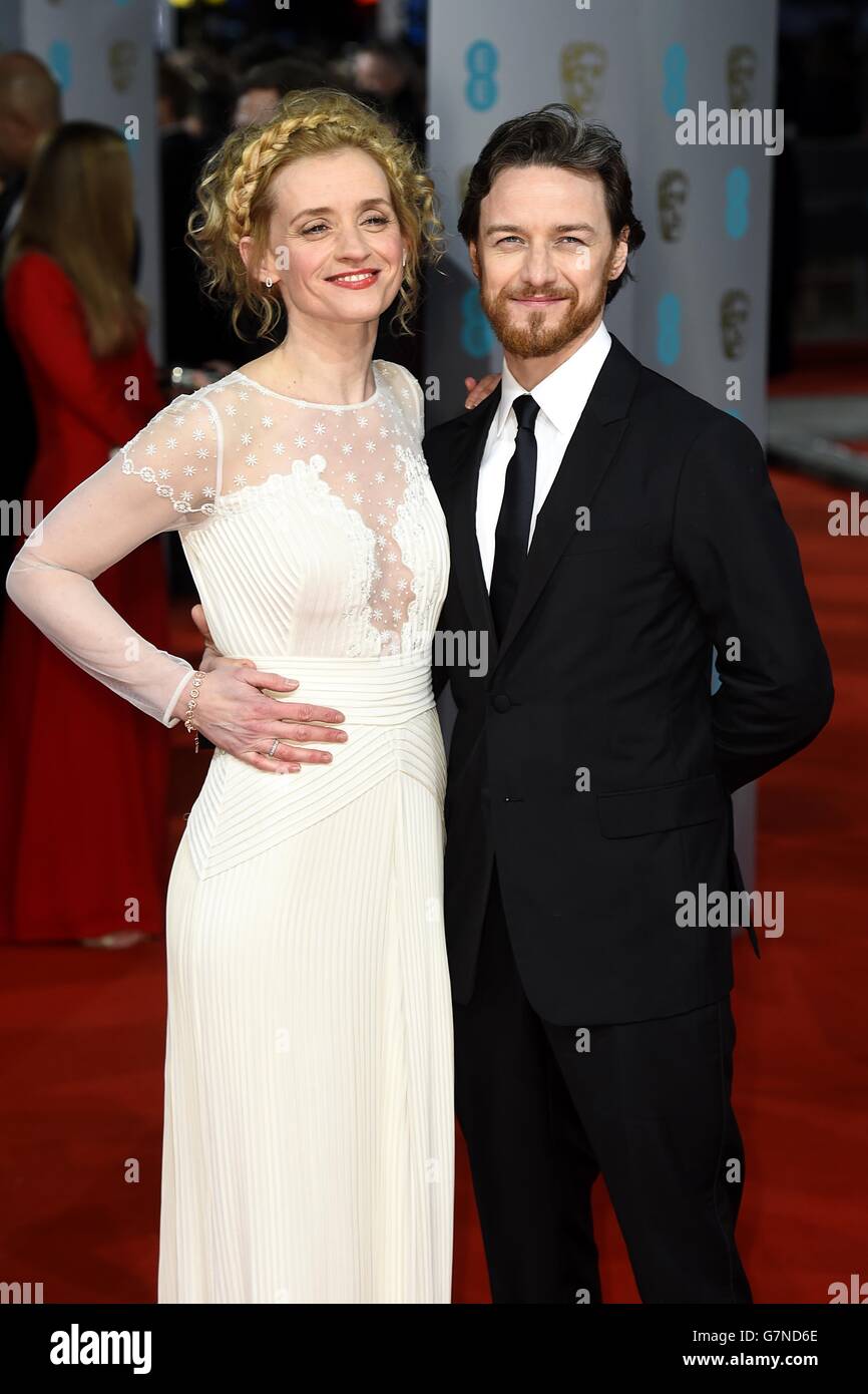 James McAvoy and Anne-Marie Duff arriving at The EE British Academy Film Awards 2015, at the Royal Opera House, Bow Street, London. Stock Photo
