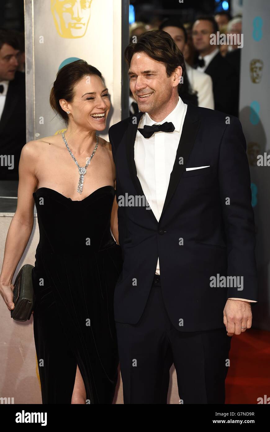 Claire Forlani and Dougray Scott arriving at The EE British Academy Film Awards 2015, at the Royal Opera House, Bow Street, London. Stock Photo