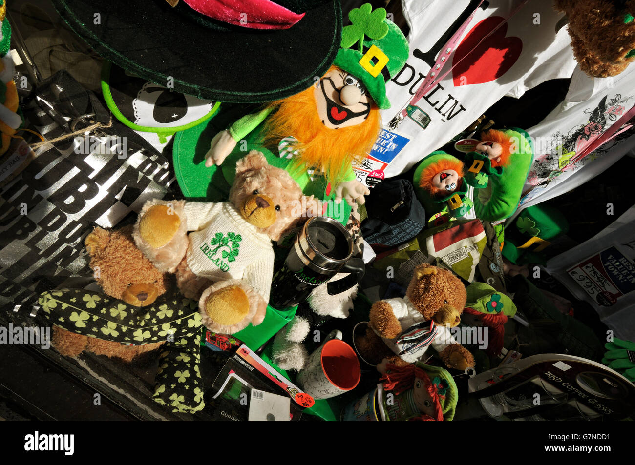 Irish tourist souvenirs and gifts in a shop of Dublin, Ireland Stock
