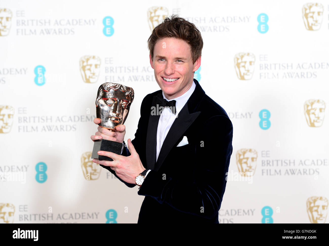 Eddie Redmayne with the Award for Leading Actor for The Theory of ...