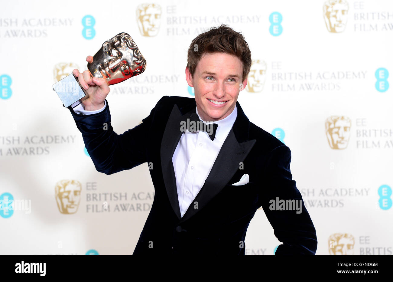 Eddie Redmayne with the Award for Leading Actor for The Theory of ...