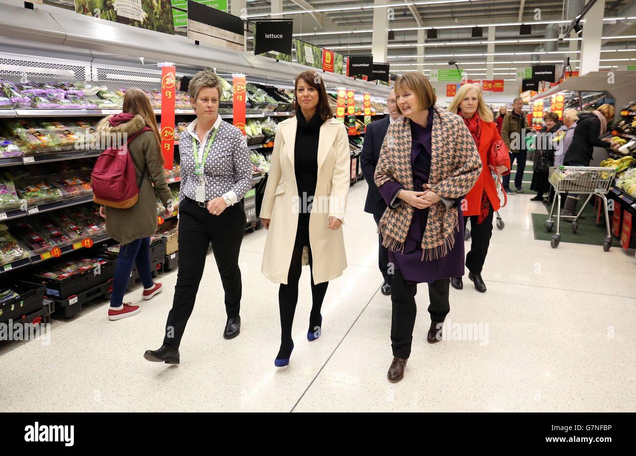 General Store Manager Sally Duckering escorts Harriet Harman (right