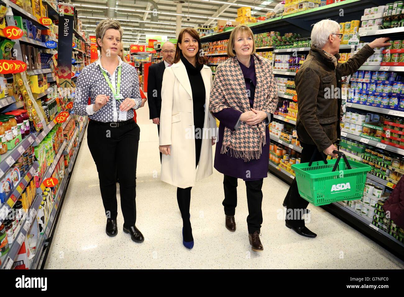 General Store Manager Sally Duckering escorts Harriet Harman (second