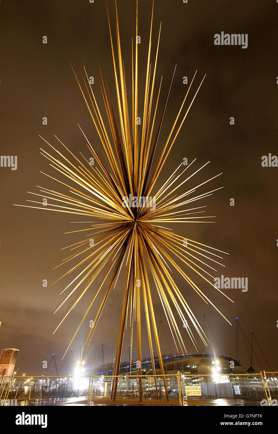 The 150-tonne steel sculpture, which designed by Thomas Heatherwick, was built to commemorate the 2002 Commonwealth Games, and was unveiled by Olympic champion Linford Christie. Stock Photo