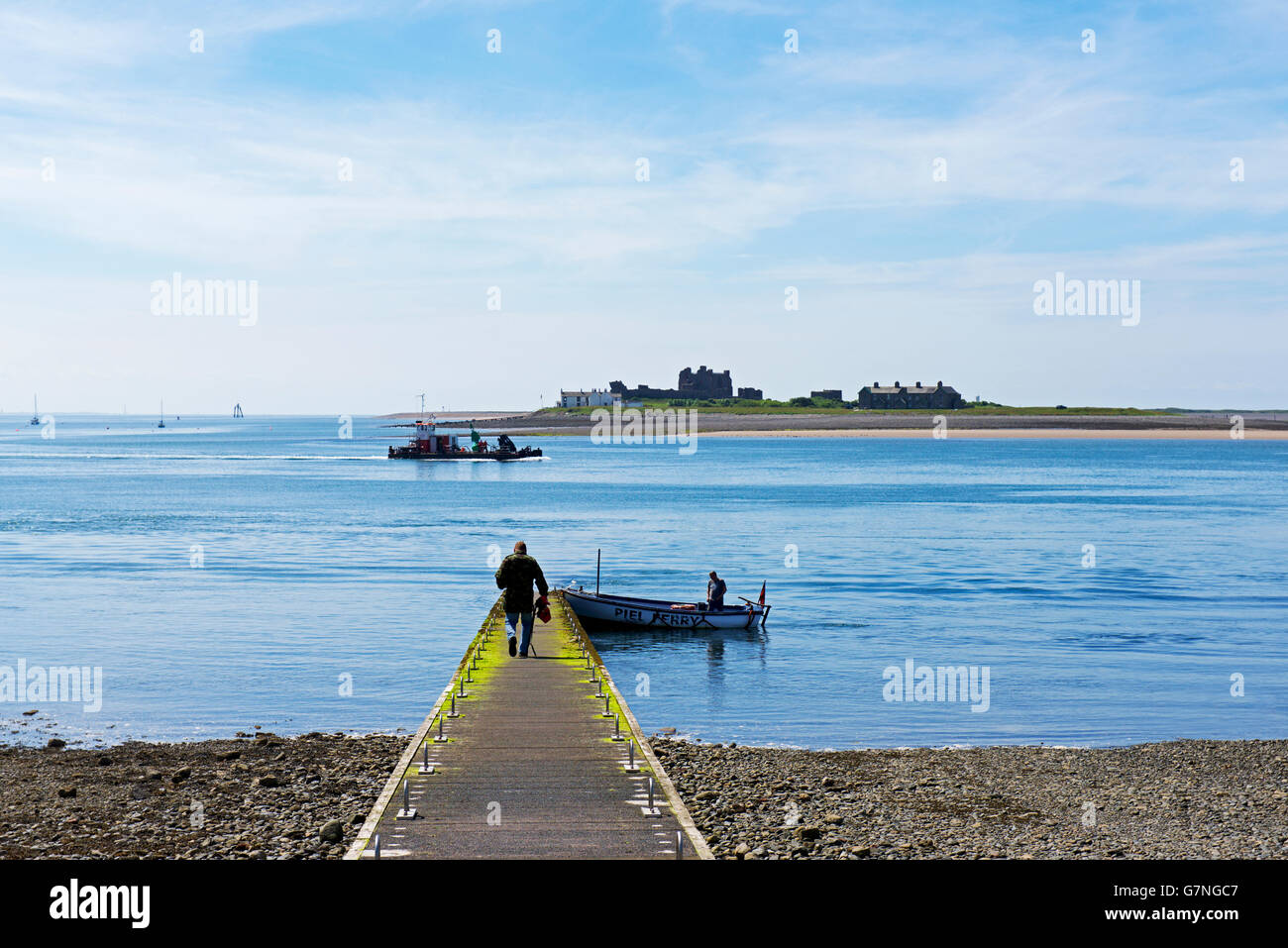 Piel Island ferry at pier on Roa Island, Cumbria, England UK Stock
