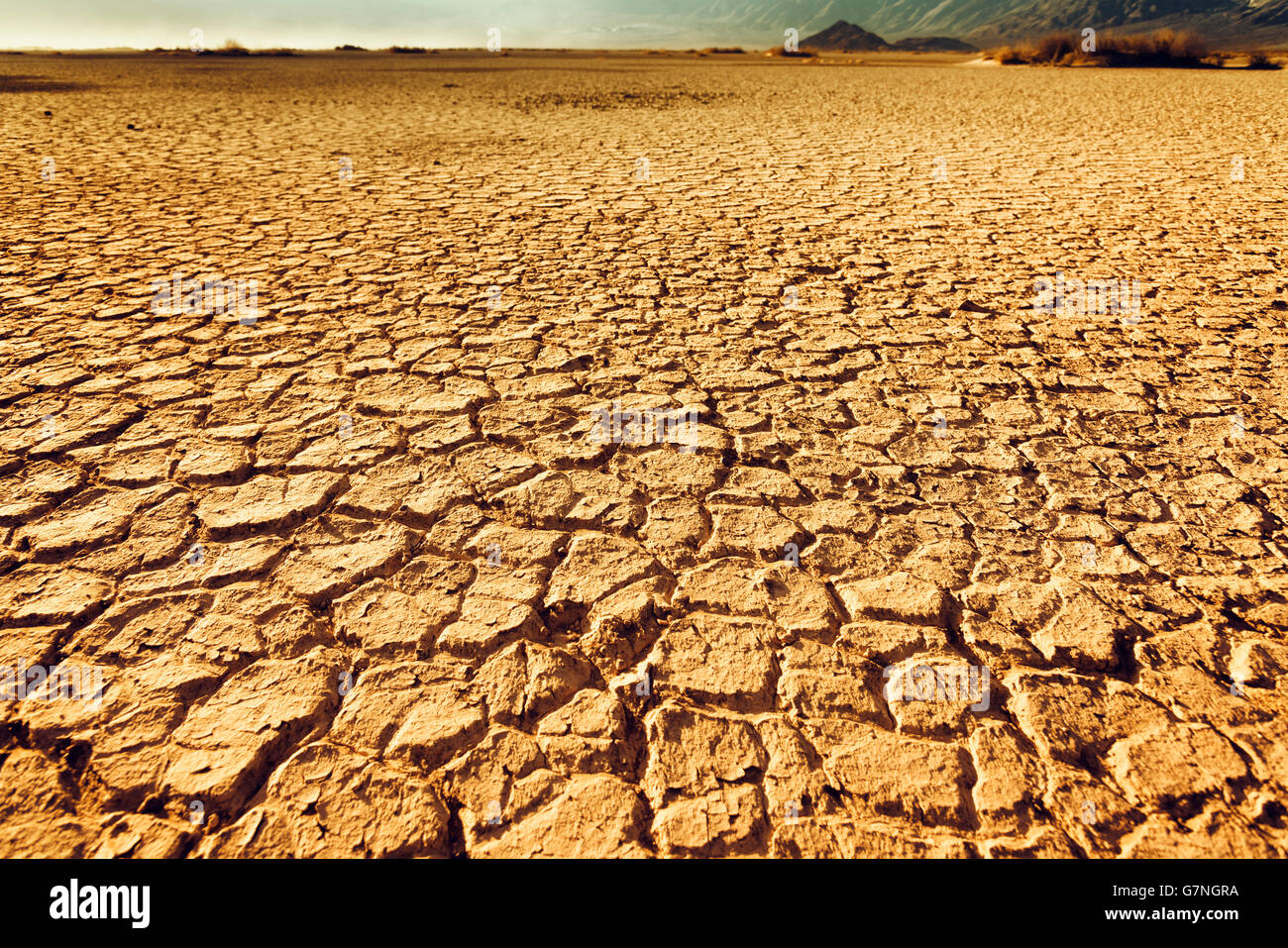 cracked and arid soil landscape Stock Photo