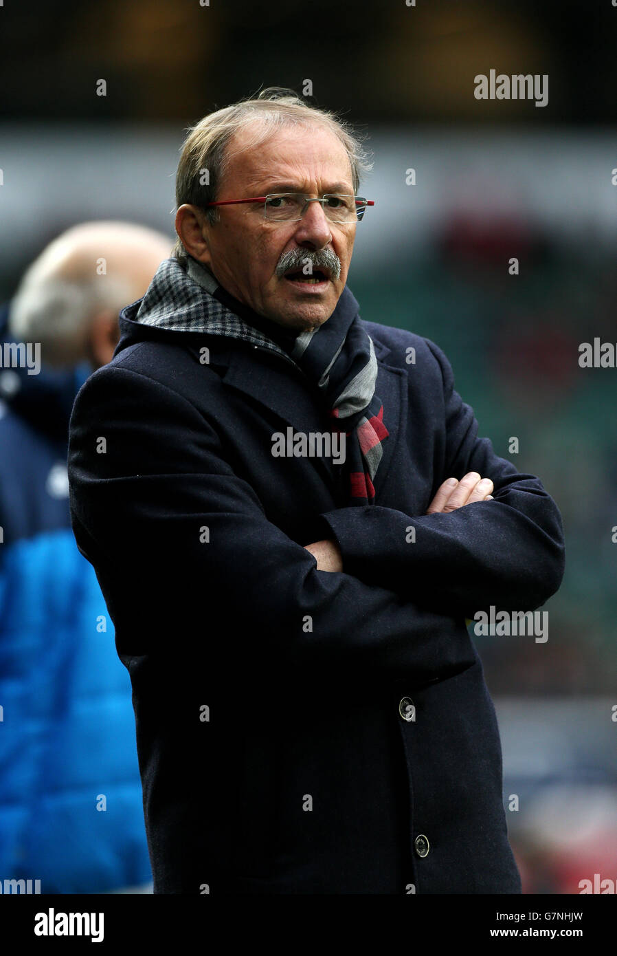 Rugby Union - 2015 RBS Six Nations - England v Italy - Twickenham. Italy coach Jacques Brunel during the 6 Nations match at Twickenham, London. Stock Photo