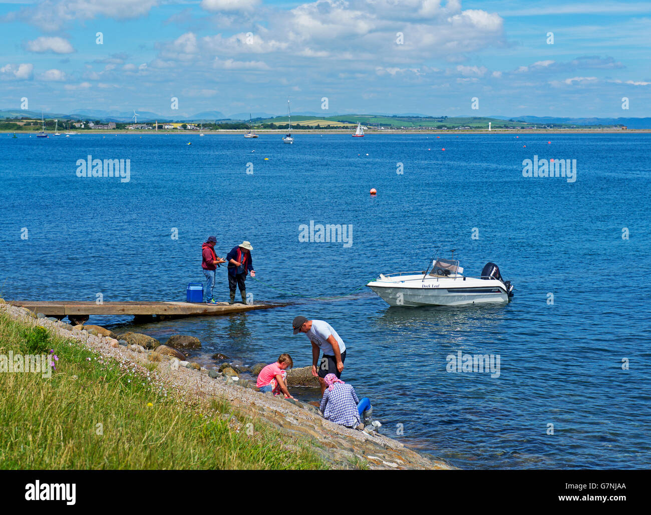 Boat at the pier, Piel Island, near Barrow-in-Furness, Cumbria, England UK Stock Photo
