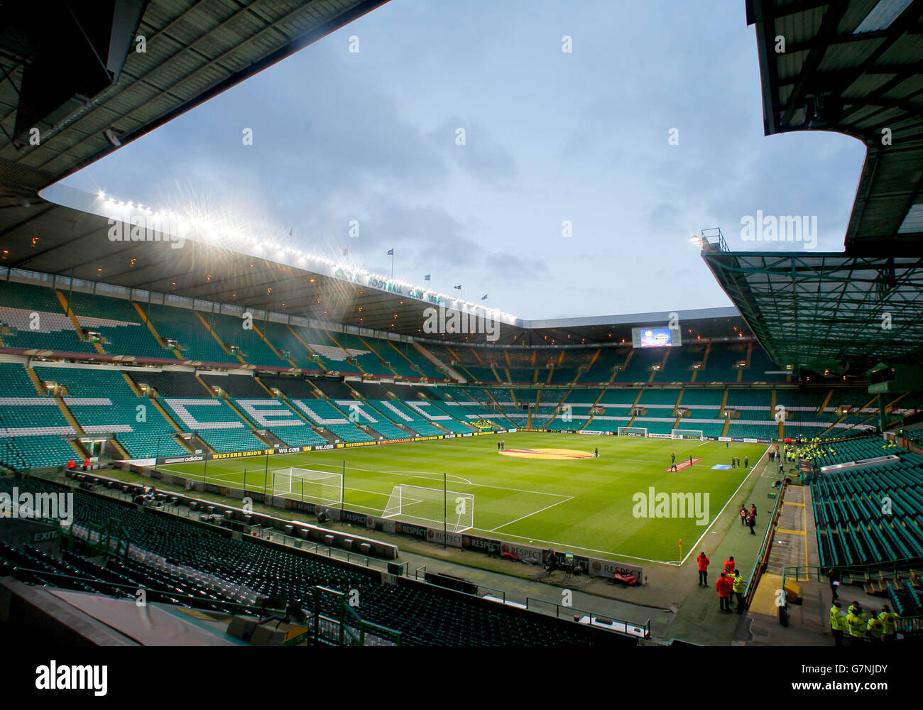 Celtic Park Football Stadium before the UEFA Europa League match at Celtic Park, Glasgow. Stock Photo