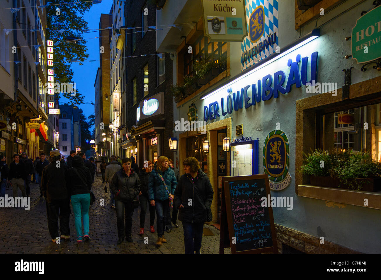 Old Town with bars, Köln, Cologne, Germany, Nordrhein-Westfalen, North Rhine-Westphalia, Stock Photo