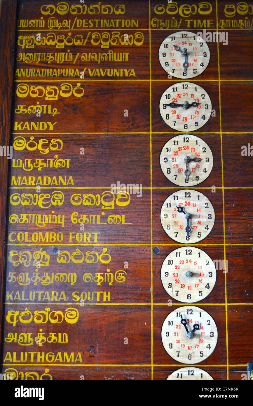 Train timetable board at maradana railway station in colombo, sri lanka  Stock Photo - Alamy