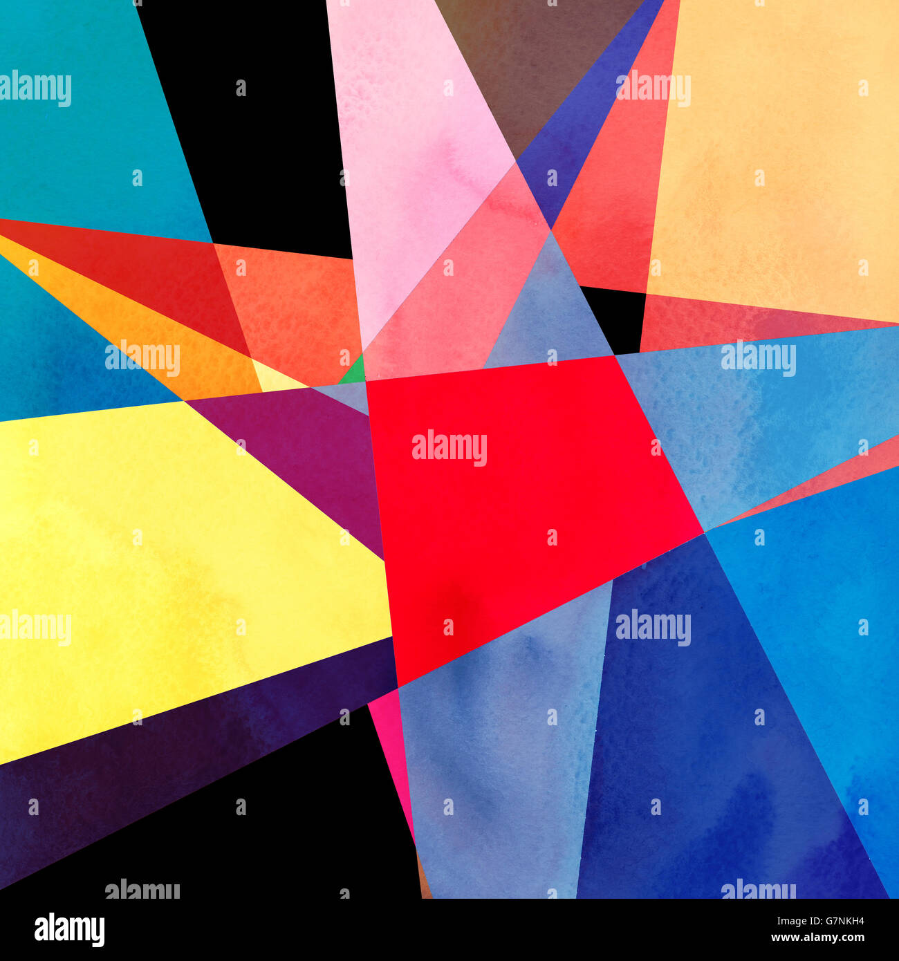 Abstract colorful watercolor background with different geometric ...
