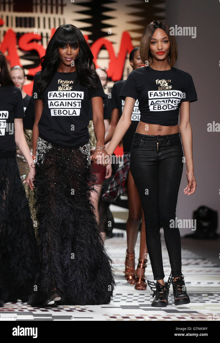 Naomi Campbell (left ) and Jourdan Dunn on the catwalk during the