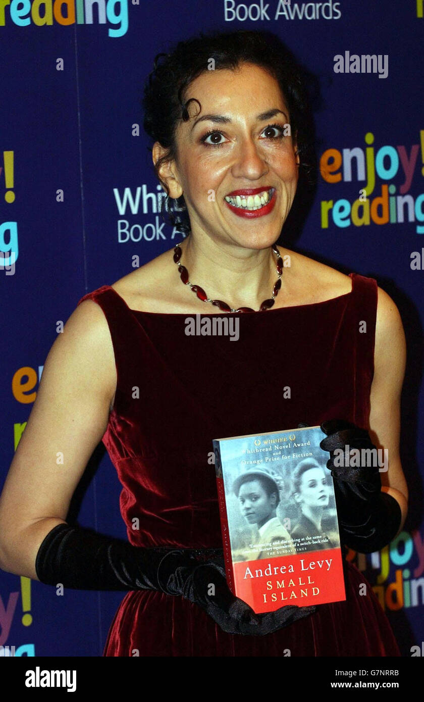 Whitbread Book Of The Year Awards - The Brewery. Andrea Levy with her book 'Small Island', which has been nominated. Stock Photo