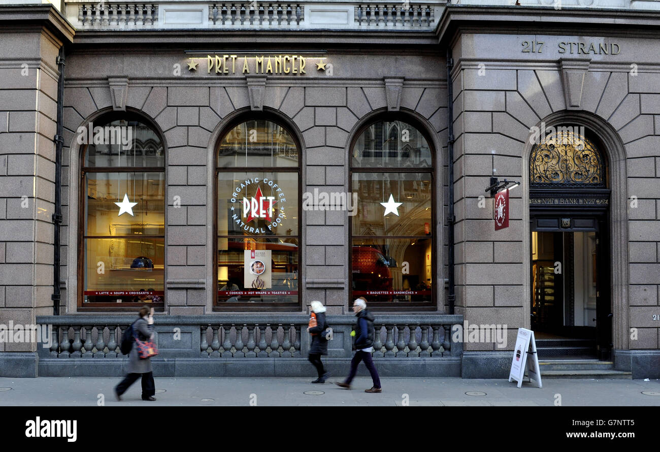 Stock shot pret food chain on strand in central london hires stock