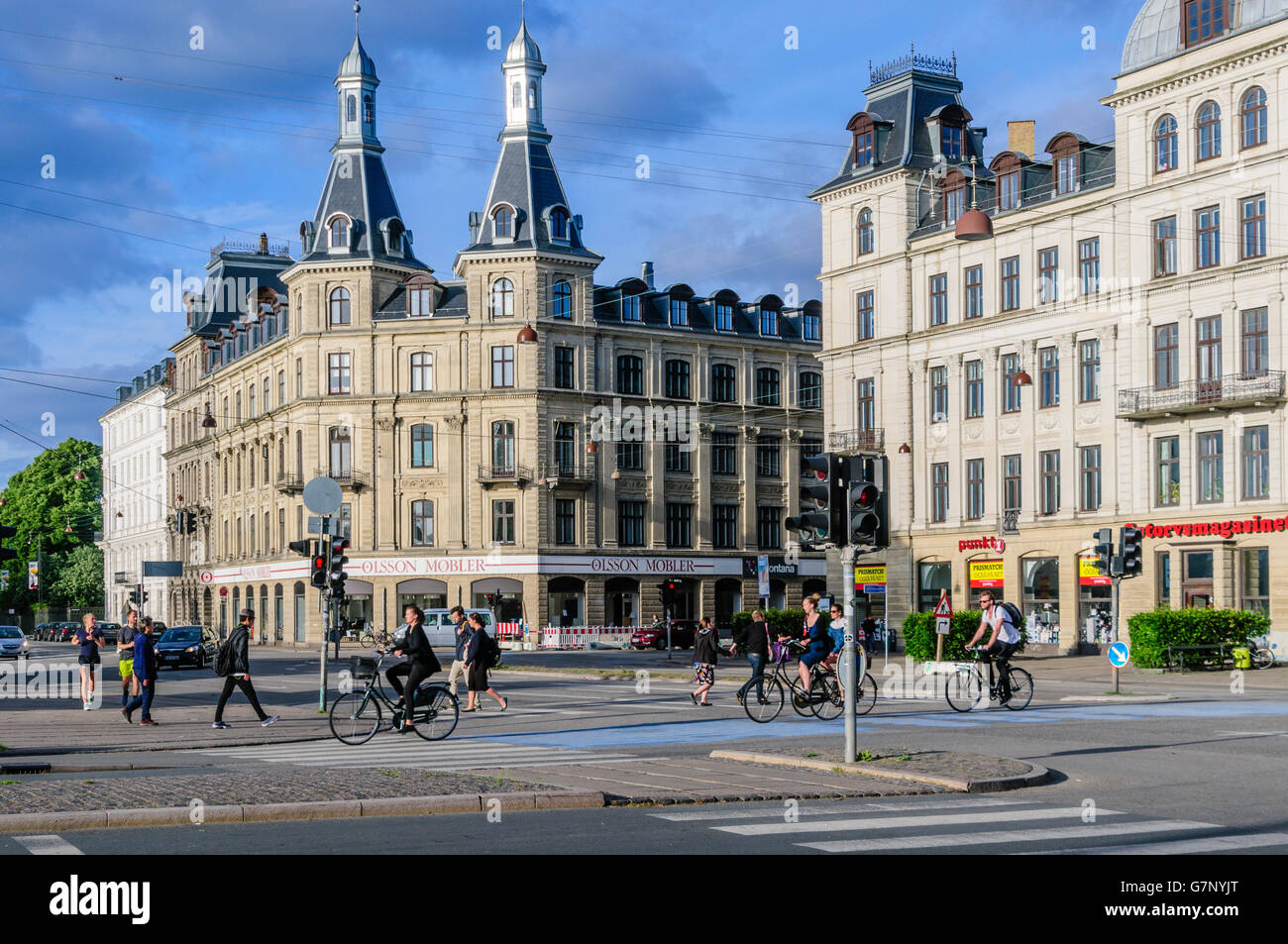 Cyclists on a street in Copenhagen, Denmark. Stock Photo