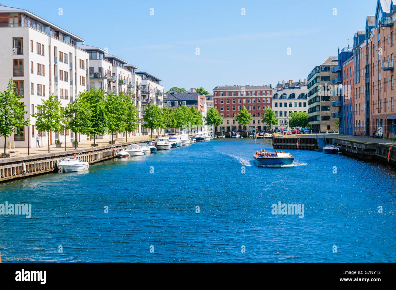 Boats on a canal at Copenhagen Harbour Stock Photo