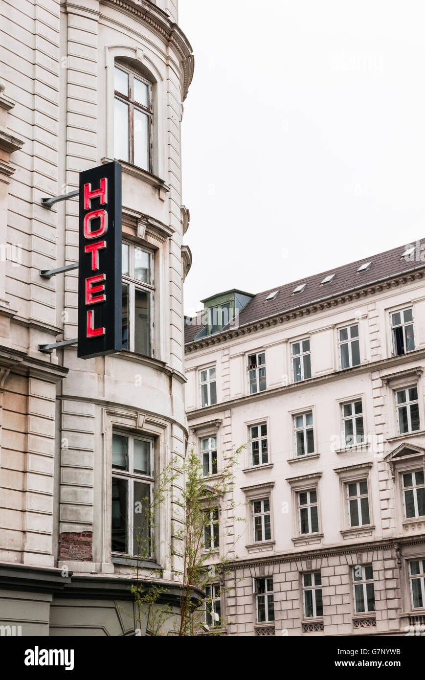 Sign for a hotel in Copenhagen. Stock Photo