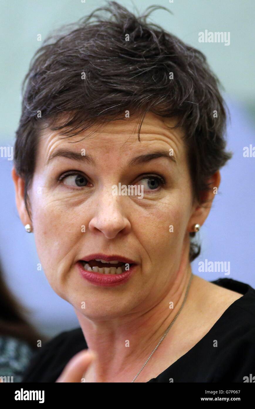 Mary Creagh MP speaks during a fashion question and answer session during the Fashion Question Time event in partnership with Fashion Revolution held at Portcullis House, in London. Stock Photo