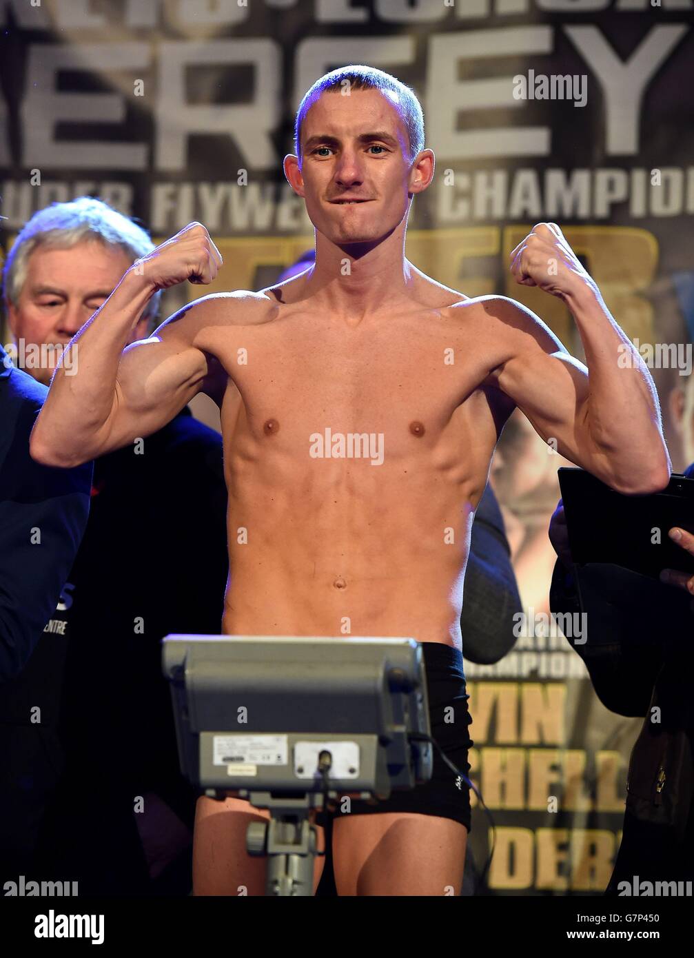Boxing Weigh Ins The Epstein Theatre. Paul Butler weighs in before