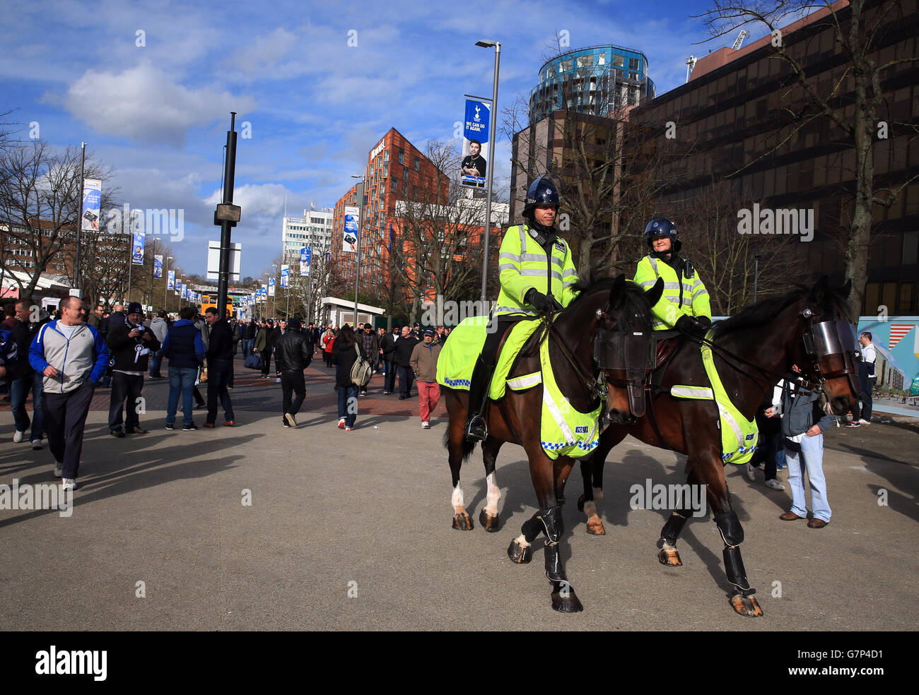 Soccer - Capital One Cup - Final - Chelsea v Tottenham Hotspur - Wembley Stadium. Police presence on Wembley way Stock Photo