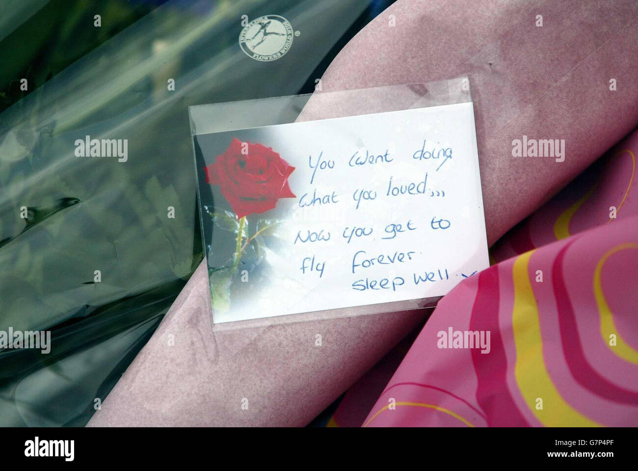 A message flowers at the main gate of RAF Lyneham