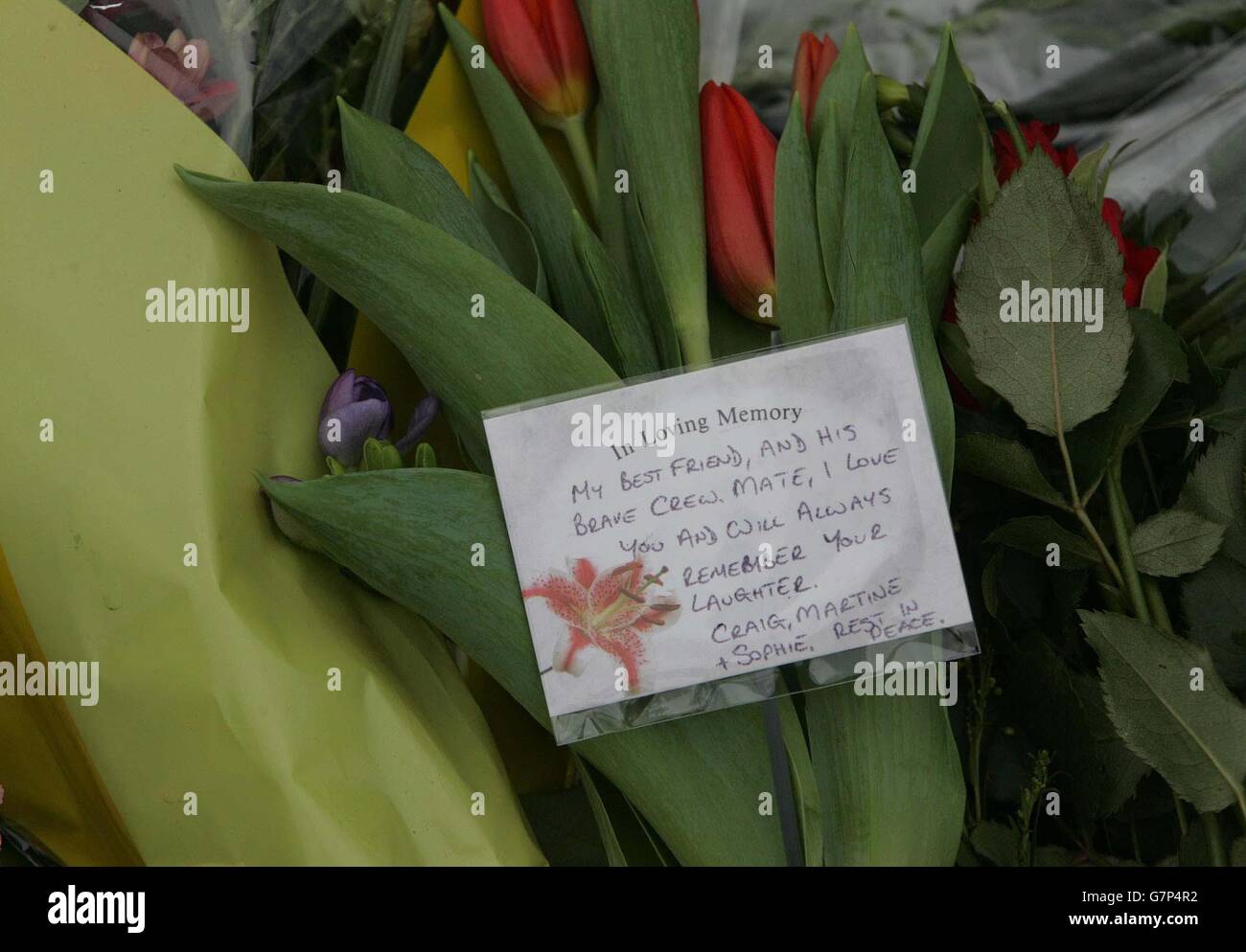 A message flowers at the main gate of RAF Lyneham