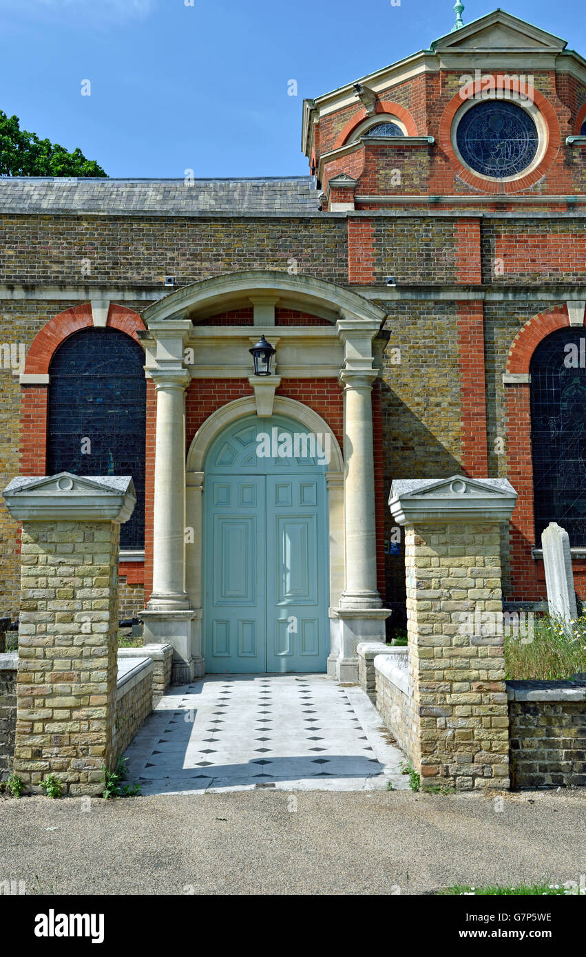 Side entrance door to St Anne's Church Kew Green London England Britain UK Stock Photo