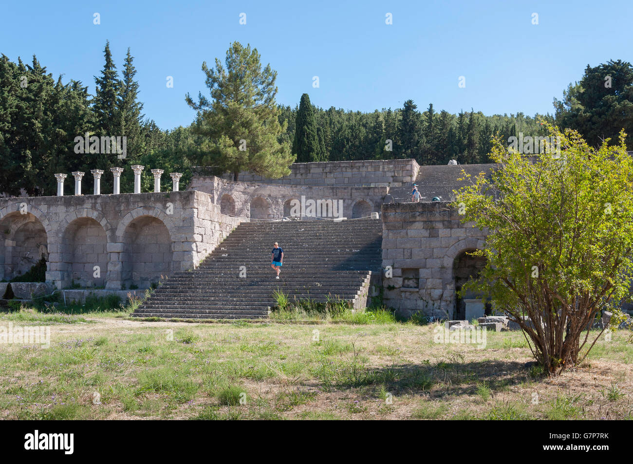 The lower terrace of The Asklepieion, Platani, Kos Town, Kos (Cos), The Dodecanese, South Aegean Region, Greece Stock Photo