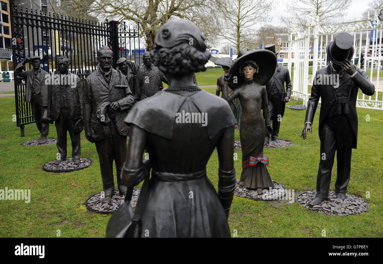 General view of part of the 'Uniting Two Societies' sculpture at Ascot Racecourse Stock Photo