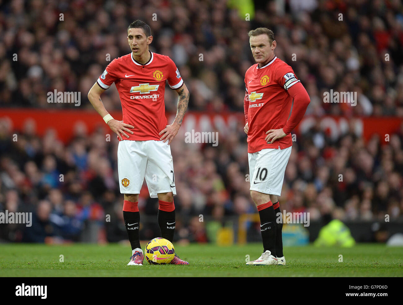 Manchester United's Angel Di Maria (left) and Wayne Rooney during the