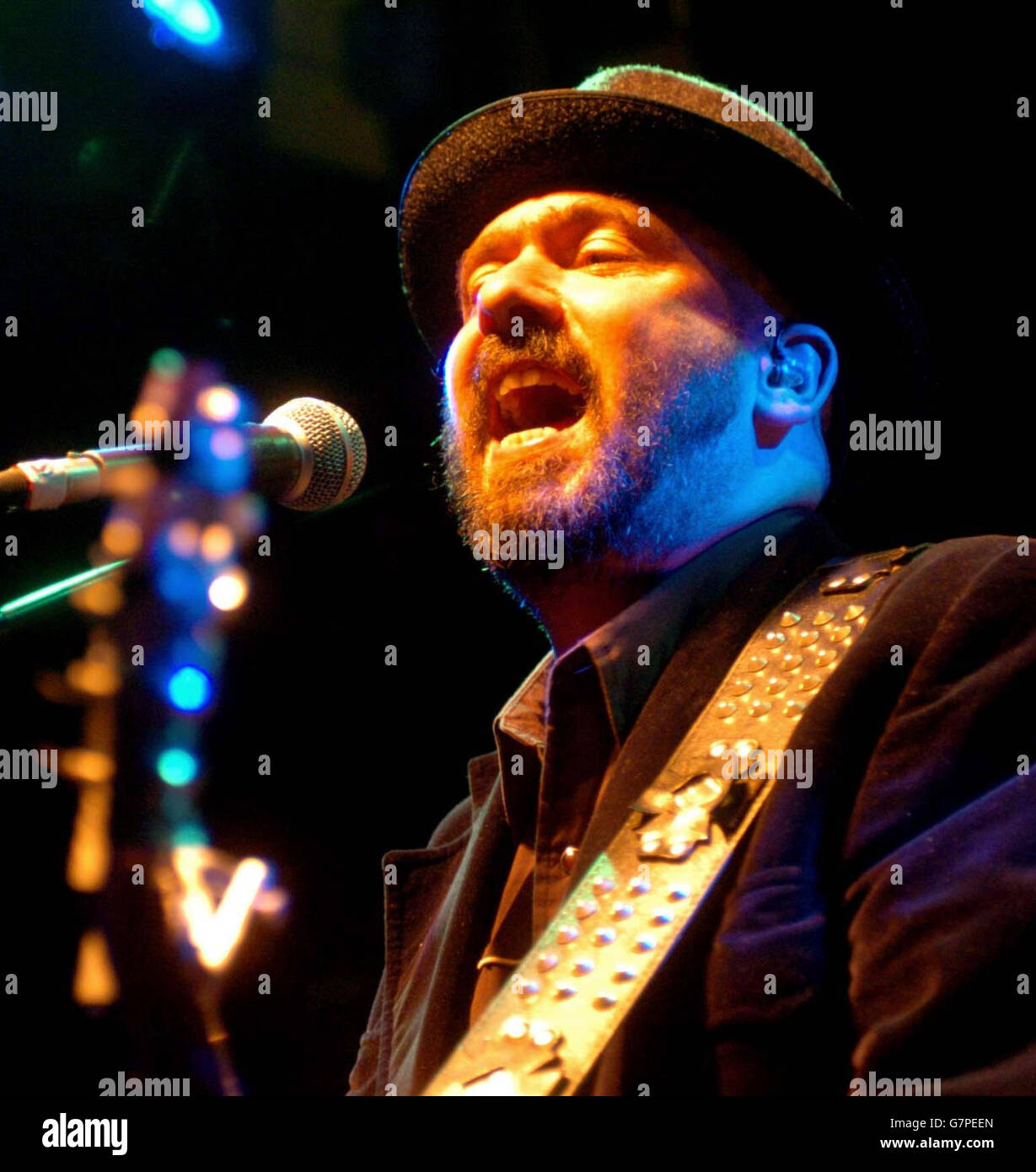 American Music Club singer Mark Eitzel, performing at The Village. Mark Eitzel. Stock Photo