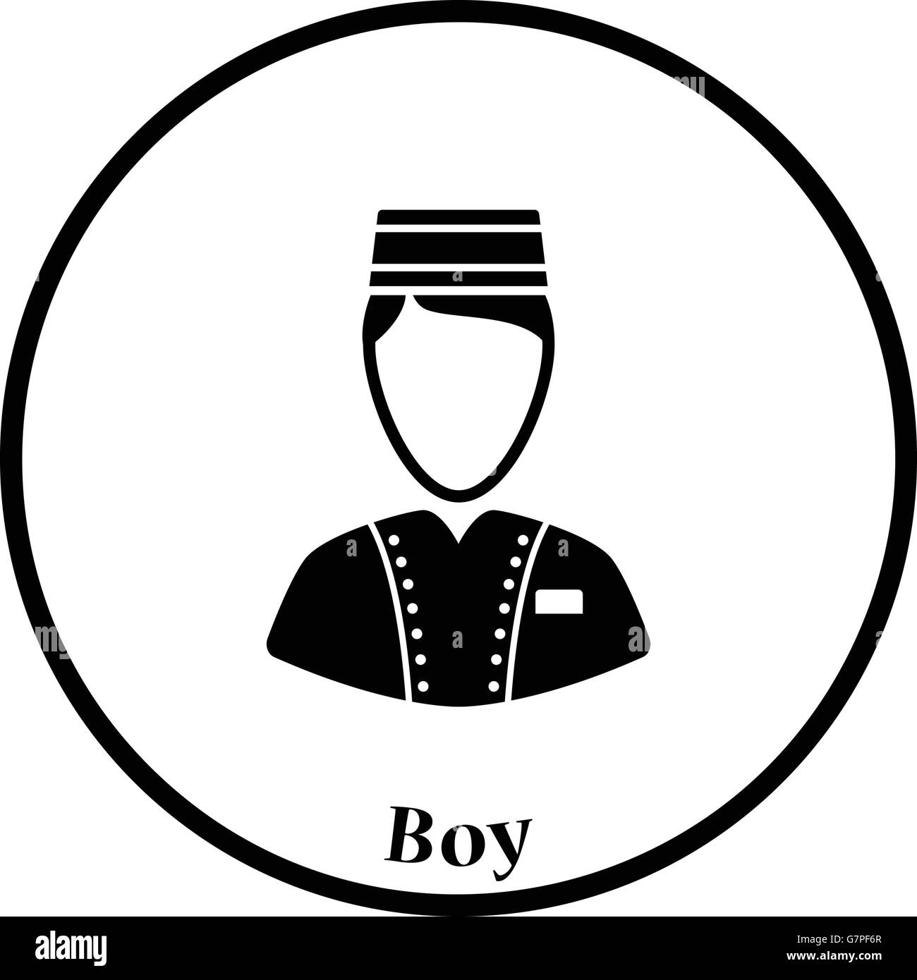 Hotel boy icon. Thin circle design. Vector illustration. Stock Vector