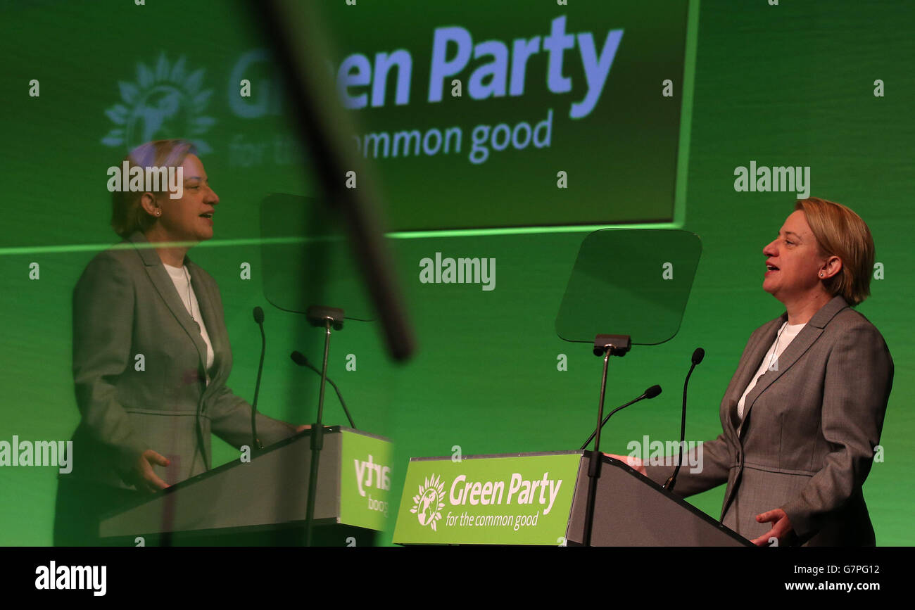 Green Party leader Natalie Bennett on stage at the Green Party Spring ...
